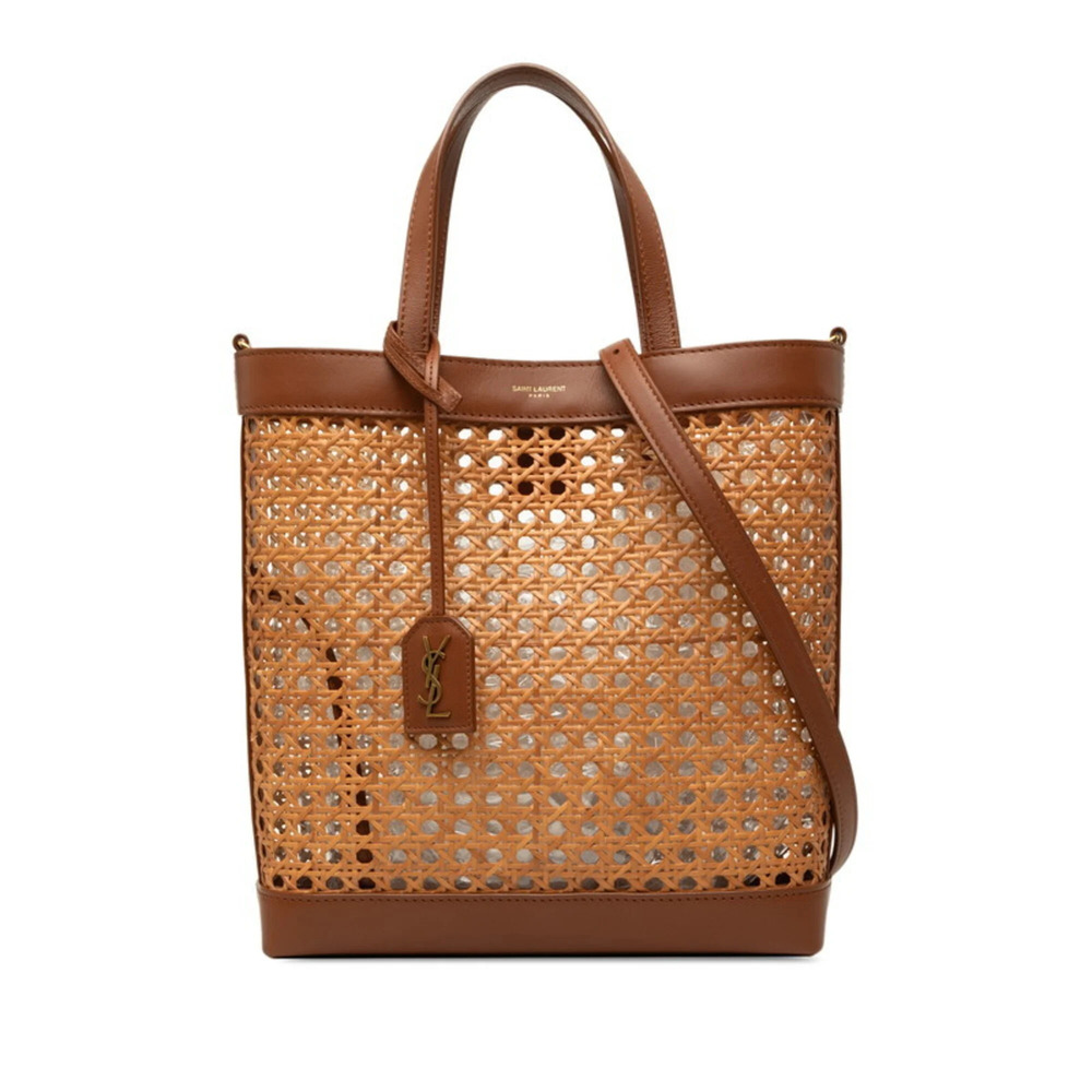 Saint Laurent Toy Wicker North South Tote Bag, Basket Shoulder Handbag, Cross...